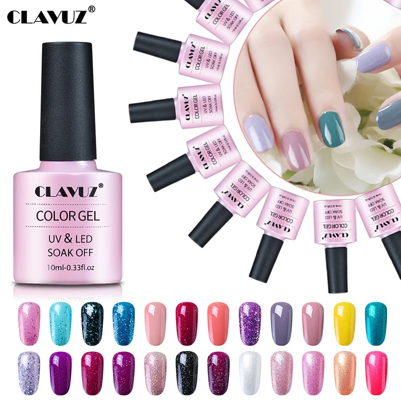 CLAVUZ Красочные Блеск лак для ногтей Long lasting Soak off светодио дный УФ гель 10 мл Розовый