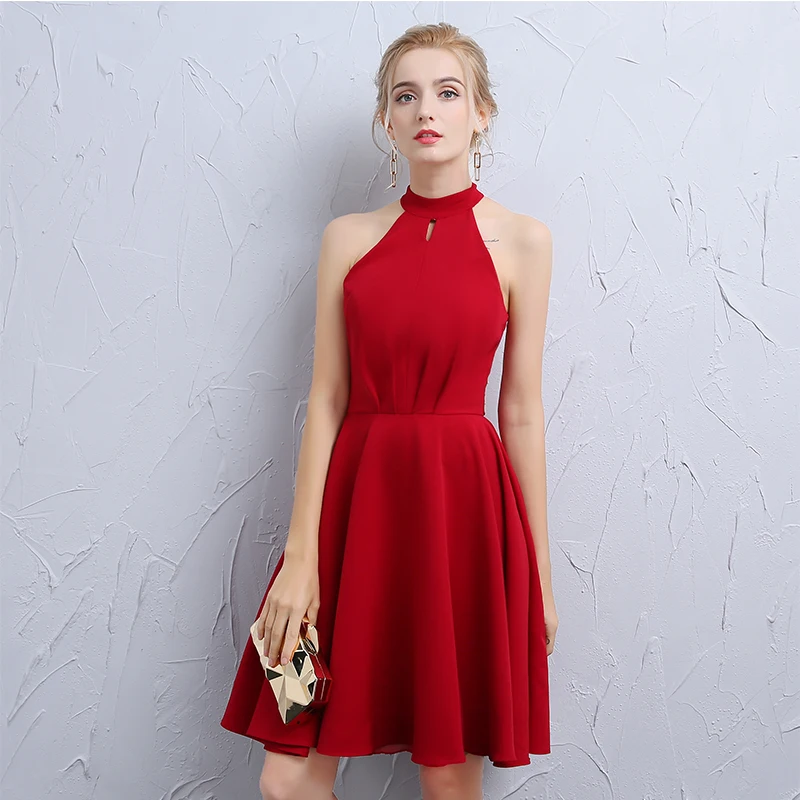 Do Dower Новое короткое вечернее платье для хозяйки банкета винно Красного цвета без