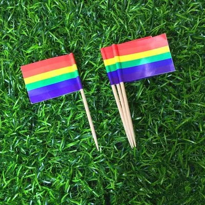 500 шт. Радужный мини флаг Toothpick 50 шт./пакет ЛГБТ для лесбиянок и геев цветной Флаг