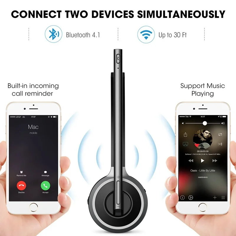 Профессиональная гарнитура Mpow M5 Bluetooth 4 1 черная беспроводная Накладные наушники