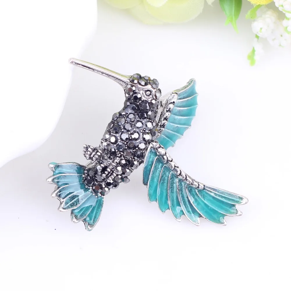 Bonsny эмалированный сплав Hummingbird Hummer брошь со стразами булавка для женской одежды