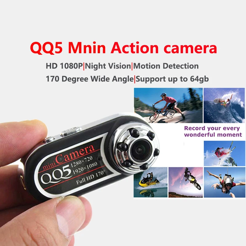 Mini QQ5 Camera Full HD 1080P Infrared Night Vision DV 720P Camcorder Webcam 170 Wide Angle Motion Detection cam | Электроника