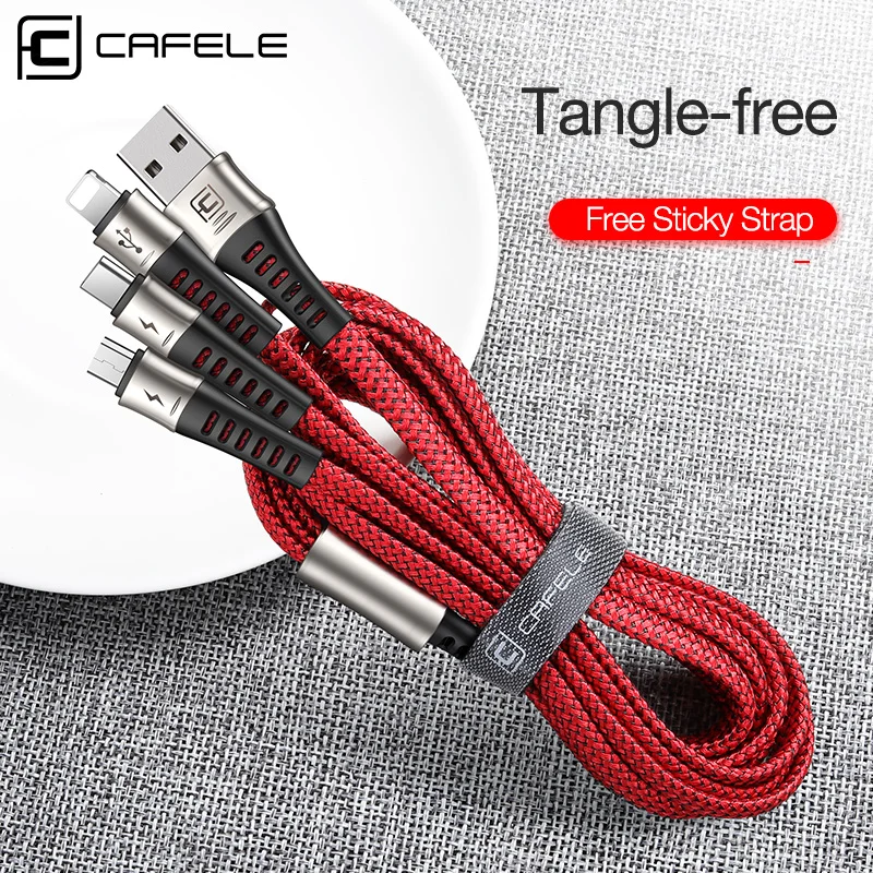 CAFELE 3 в 1 USB кабель для зарядки Micro type C usb кабель для зарядки для iPhone huawei xiaomi samsung кабель для синхронизации данных USB