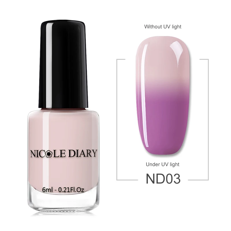 ND03 NICOLE DIARY 6 мл чувствительный к солнечному свету лак для ногтей отшелушивается меняющий цвет Лак цветной лак для ногтей лак маникюрные принадлежности - Цвет: ND03
