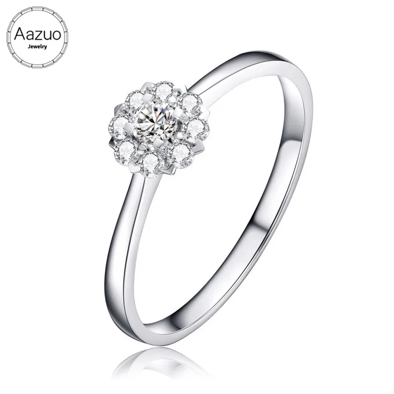 

Aazuo 100% 18K ювелирные изделия из белого золота с настоящим бриллиантом, модное кольцо с цветком, подарок для женщины, предложение для помолвки, ...