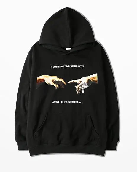 Бренд Темный хип-хоп уличные толстовки F/w флисовый теплый свитер с вырезом лодочкой 3D принт спортивные костюмы толстый слоган пуловер - Цвет: Черный