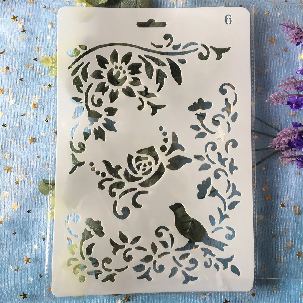 

26cm Bird Flower DIY Craft Layering Stencils Painting Scrapbooking Stamping Embossing Album Paper Template