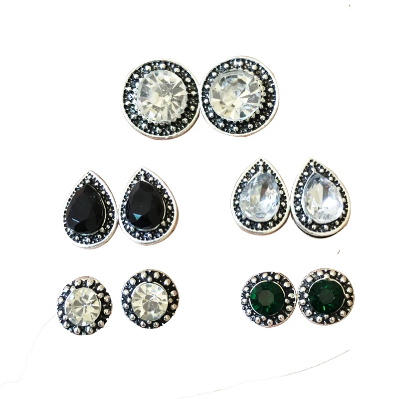 Vintage Geometric Stud Earrings Set For Women Girls 2019 Fashion Bead Stone Flower Small Boucle d'oreille Femme Gifts | Украшения и