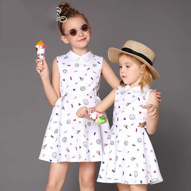 

Girl dress foreign gas dress kids print sleeveless vest dress
