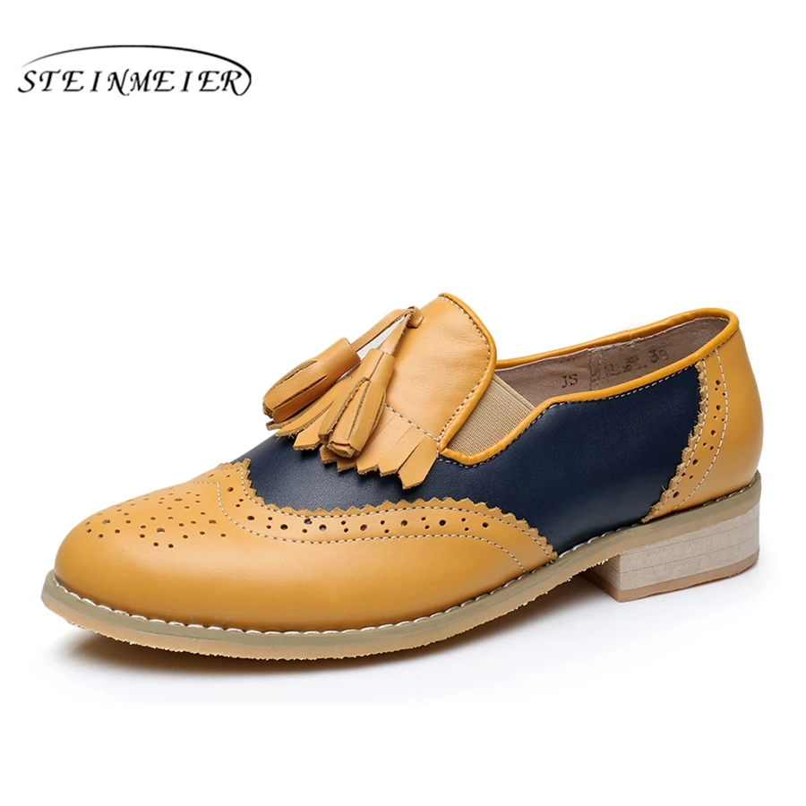 100% натуральная коровья кожа броги повседневные дизайнерские винтажные женские