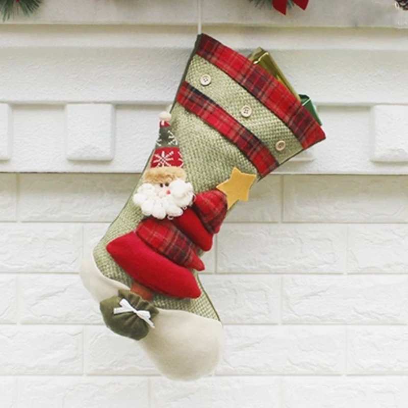 2018 new Christmas decorations Santa Claus socks tree pendants stockings gift bags | Дом и сад