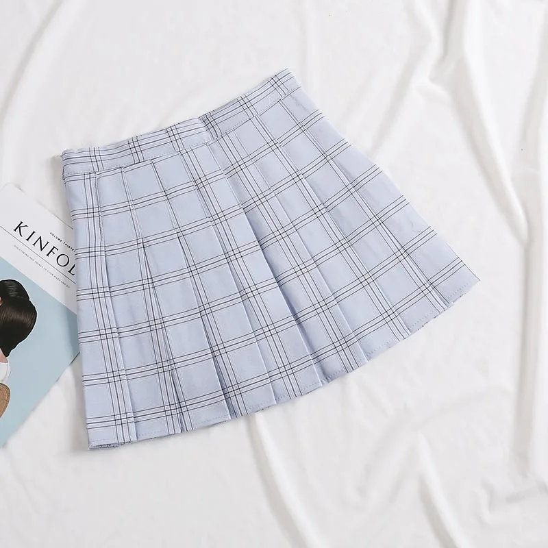 HELIAR Skirt Plaid Pleated A-line Mini Beach Korean Students High Waist 2019 Summer For Women | Женская одежда