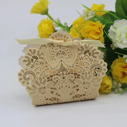 20 X коробка для свадебных конфет с лазерной резкой темно