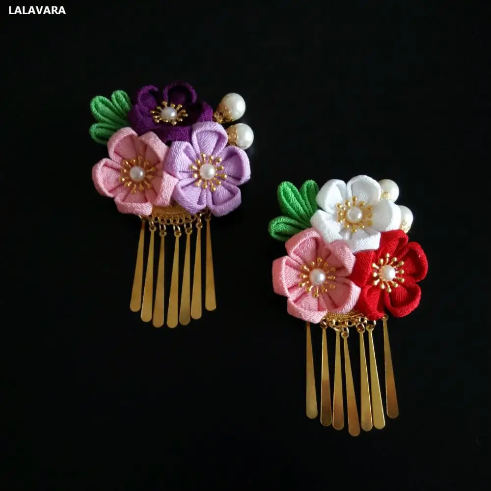 10 шт. заколки для волос Сакура канзаси|Индивидуальные Украшения волос| |