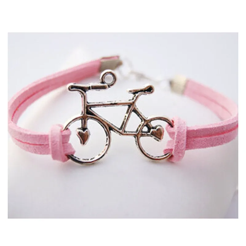 Женский винтажный кожаный браслет Шарм с изображением велосипеда