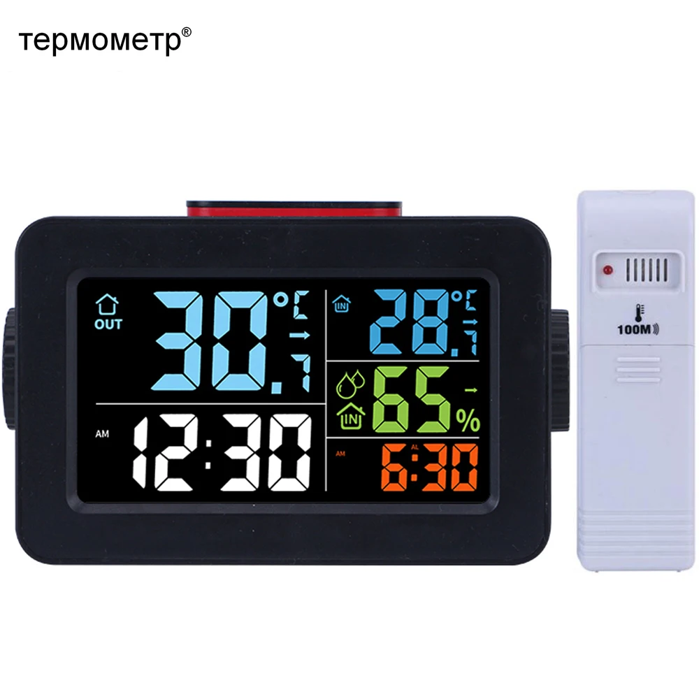 Метеостанция термометр уличный гигрометр температуры и влажности. Цветной стол с ЖК-экраном цифровой смарт-будильник с температурным термометр влажности гигрометр настольные часы с зарядным устройством Wake Snooze
