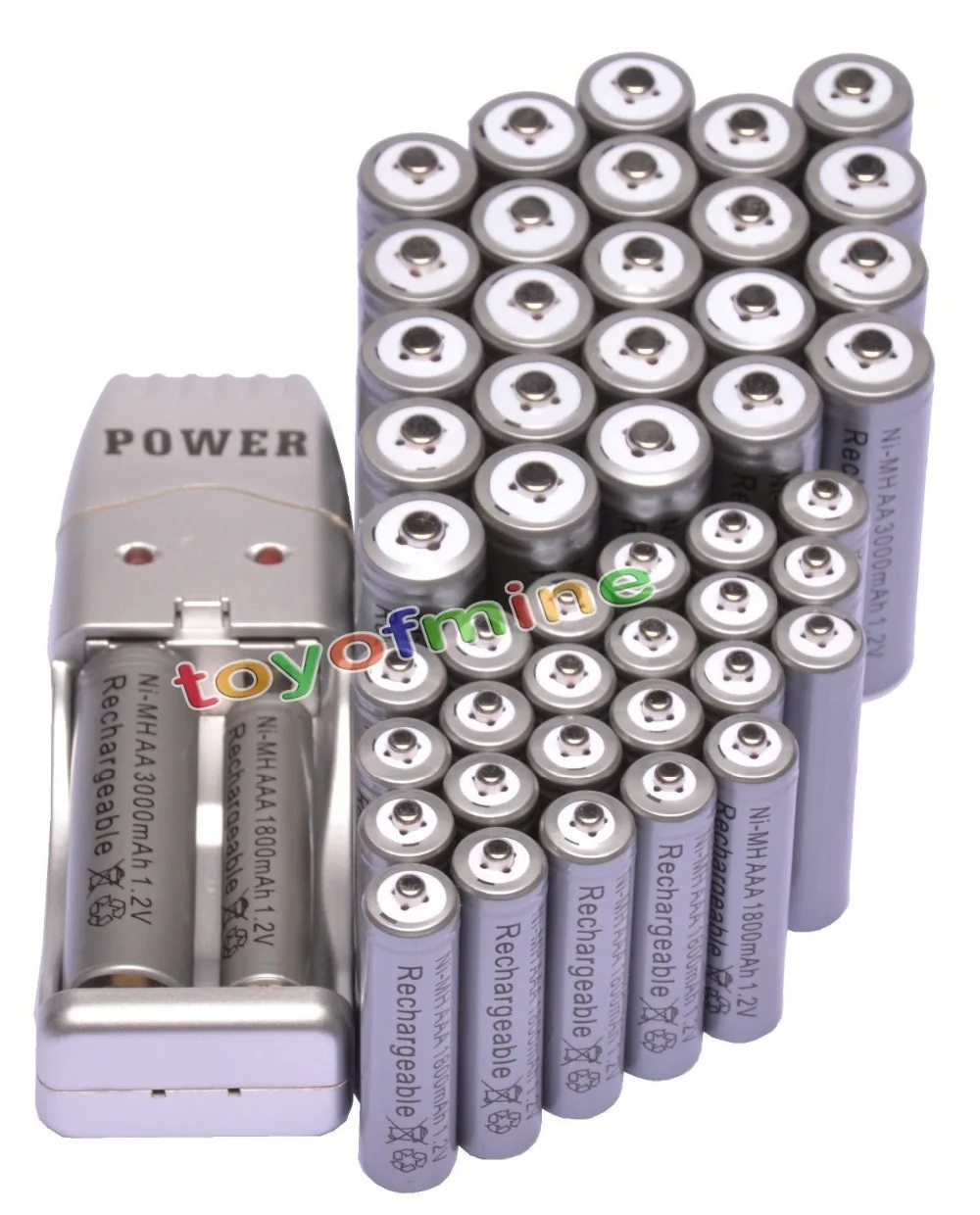 

24+24x AA AAA 1800mAh 3000mAh Rechargeable Battery 1.2V Grey + USB Charger
