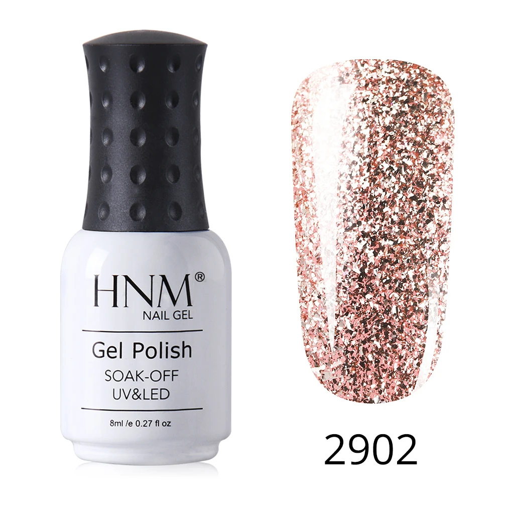 002 HNM 8 мл Алмазный Блеск Bling УФ-гель для ногтей светодиодный светильник мерцающий розовое золото для ногтей искусство замочить от Vernis Эмаль Гель лак - Цвет: 002