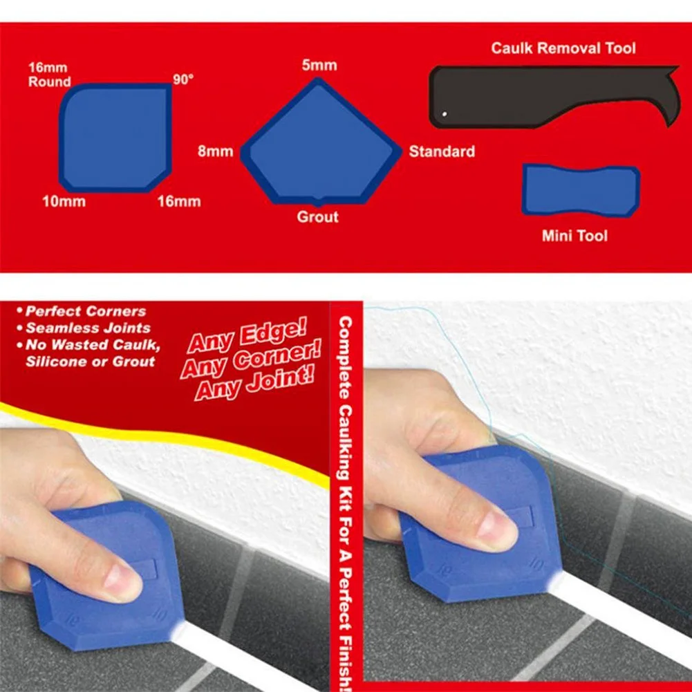 4Pcs/Set Joint Sealant Silicone Grout Caulk Tool Set Remover Scraper Applicator Residue Removal For Home Kitchen Bathroom | Дом и сад