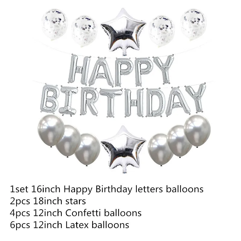 B-HBSuit4-Silver 16 дюймов буквы фольгированные шары «С Днем Рождения» Happy День рождения украшения Детские воздушные шарики с алфавитом Baby Shower поставки - Цвет: B-HBSuit4-Silver