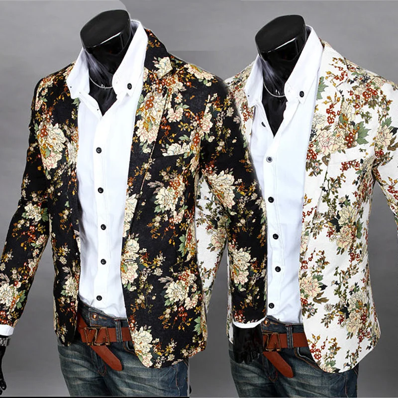 Корейский повседневный мужской костюм с принтом платье цветочным Модный