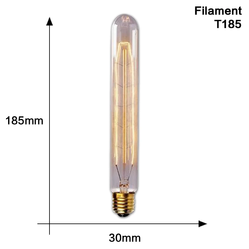 Ретро лампы Эдисона E27 40W 220V A19 ST64 G80 G95 ампулы Винтаж лампа Эдисона лампа накаливания Светильник лампы для домашнего декора - Цвет: T185 Filament