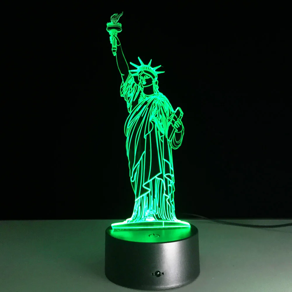 Декор для статуи Свободы 3D лампа светодиодный USB креативный светильник изменение