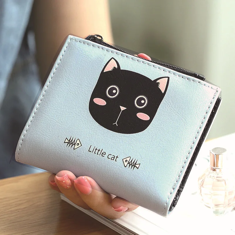 New fashion cat wallet women cute style clutch 2 fold card coin pocket high quality | Багаж и сумки