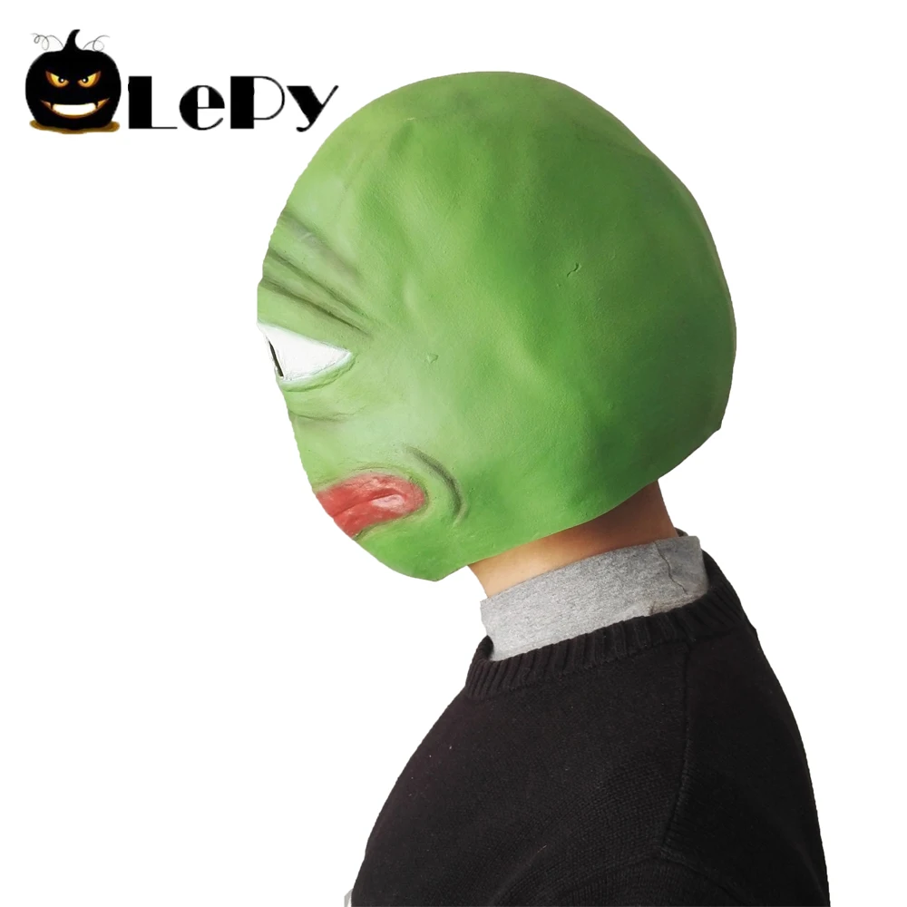 LePy Мультфильм Горячая Pepe Sad Лягушка латексная маска Горячая Реалистичная полная голова Карнавальная маска празднование, вечеринка Косплей
