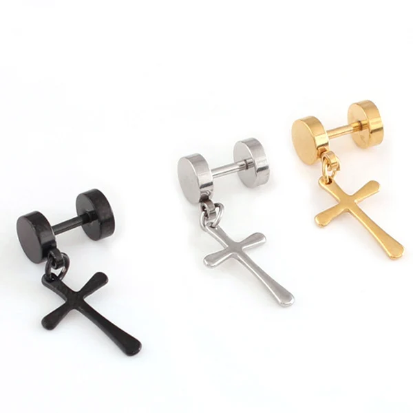 1 пара 2 штуки распродажа полностью титановая сталь черный золотой крест модные