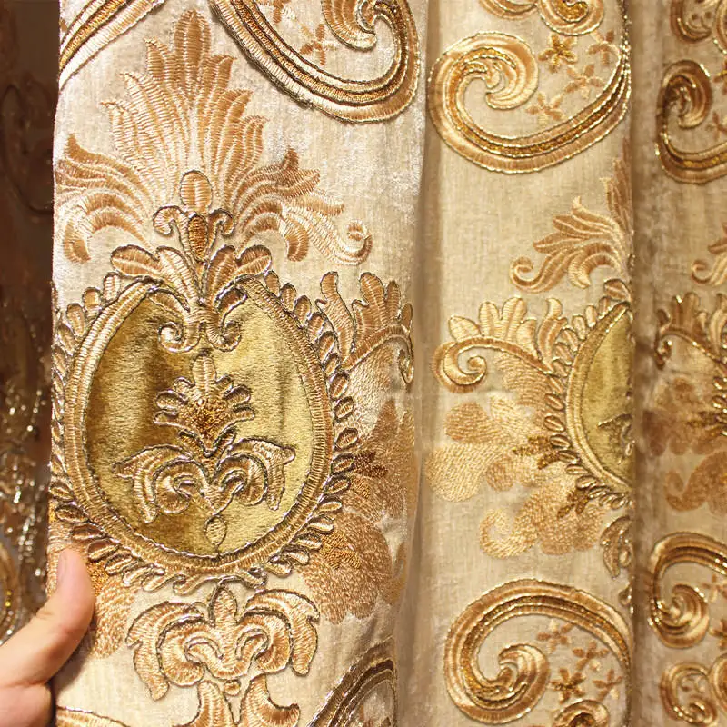 Luxury cloth Полиэфирные европейские роскошные вышитые золотые занавески для гостиной kitchenwith отвесные роскошные гостиничные подходящие для спальни - Цвет: Luxury cloth