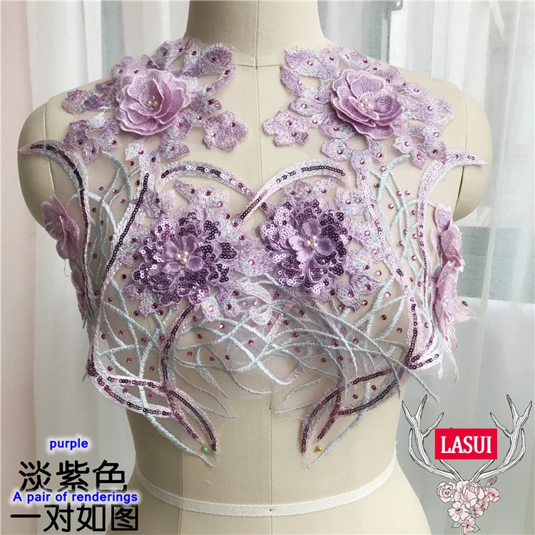 LASUI 36*39 см высокого качества 4 цвета 3D Цветы из бисера, аппликации из кружева с пайетками Diy вечернее платье аксессуары ручной работы 0269