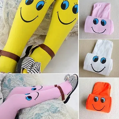 Модные милые детские колготки для девочек со смайликом танцевальные вельветовые