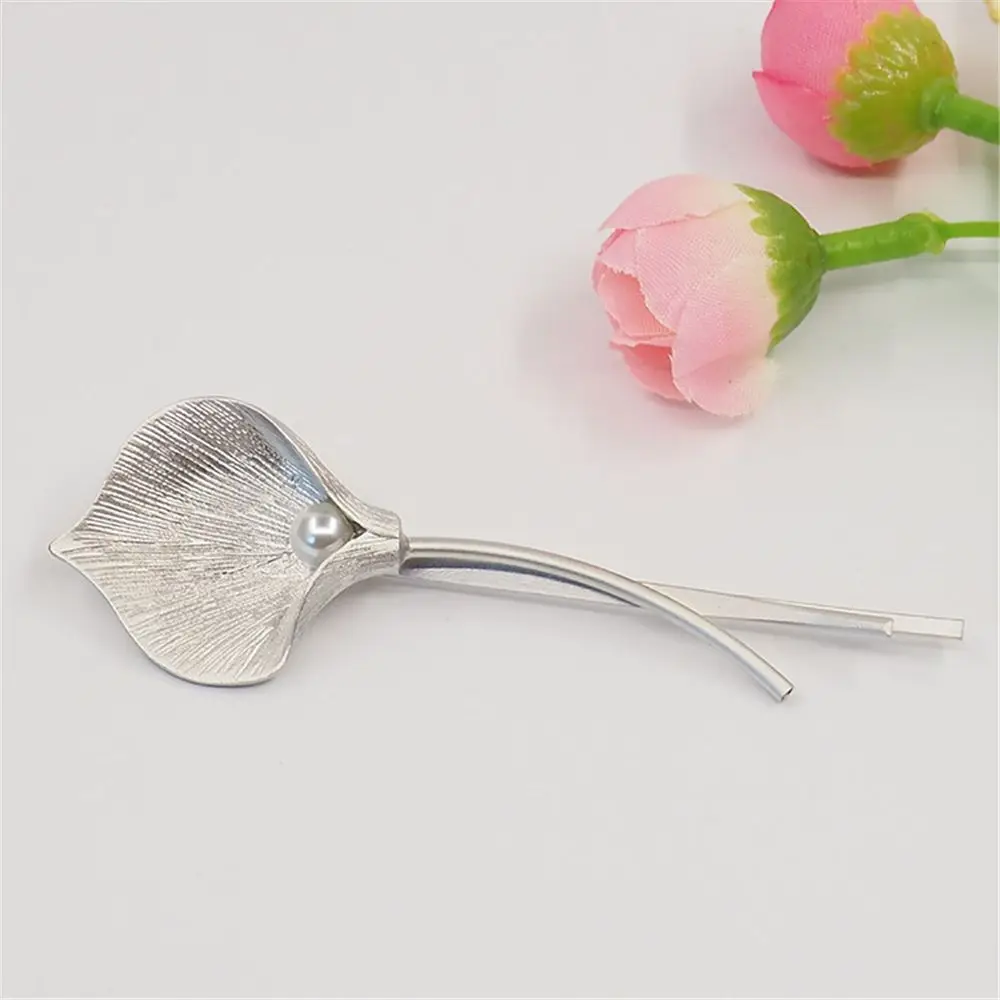 Новая металлическая шпилька для волос в виде листа заколки заколка с жемчугом