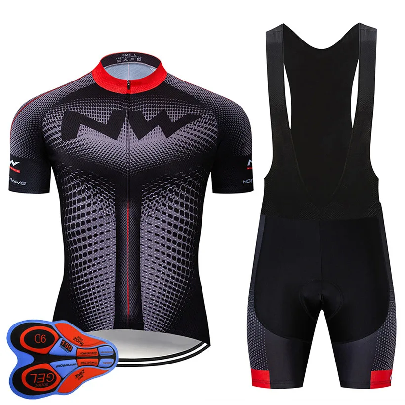 Cycling Set 5 цветов летние NW велосипедные Джерси 9D Bib набор MTB велосипедная одежда Ropa Ciclismo велокостюм из флиса Мужские Короткие Майо трико кюлот - Цвет: Cycling Set