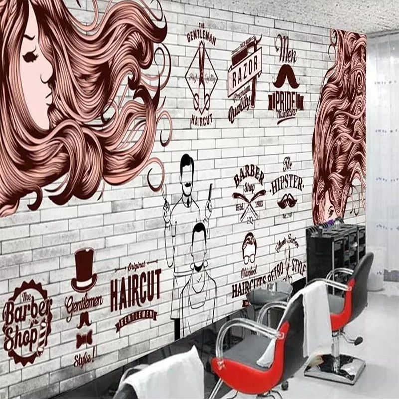 beibehang Custom wallpaper 3d photo mural European hair trend barber shop theme tooling wall papers home decor papel de parede |