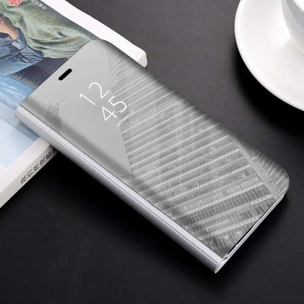 Прозрачный зеркальный флип Стенд чехол для телефона Huawei p20 Pro Clear View Smart Awaken окно