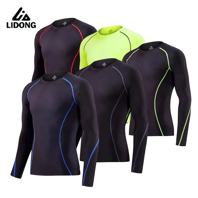 2018 новые мужские компрессионные рубашки с длинным рукавом многофункциональные