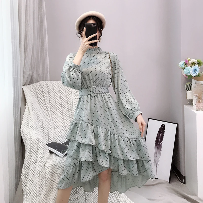 2019 новые модные женские Одежда для взрослых нерегулярные волна платье осень и