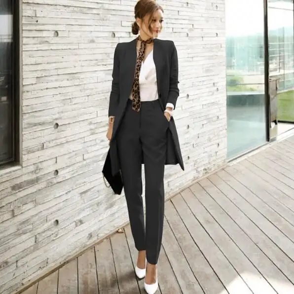 Женский брючный костюм из 2 предметов офисный деловой офисная одежда элегантные