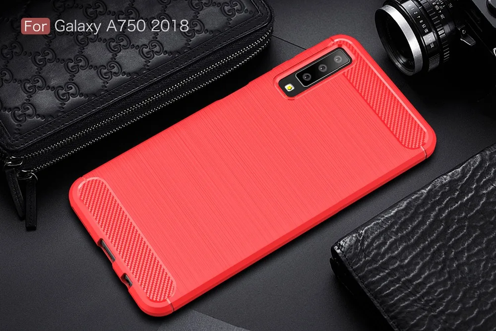 Чехол для Samsung A7 2018 Роскошный чехол из углеродного волокна телефона Galaxy GalaxyA7 A 7 с