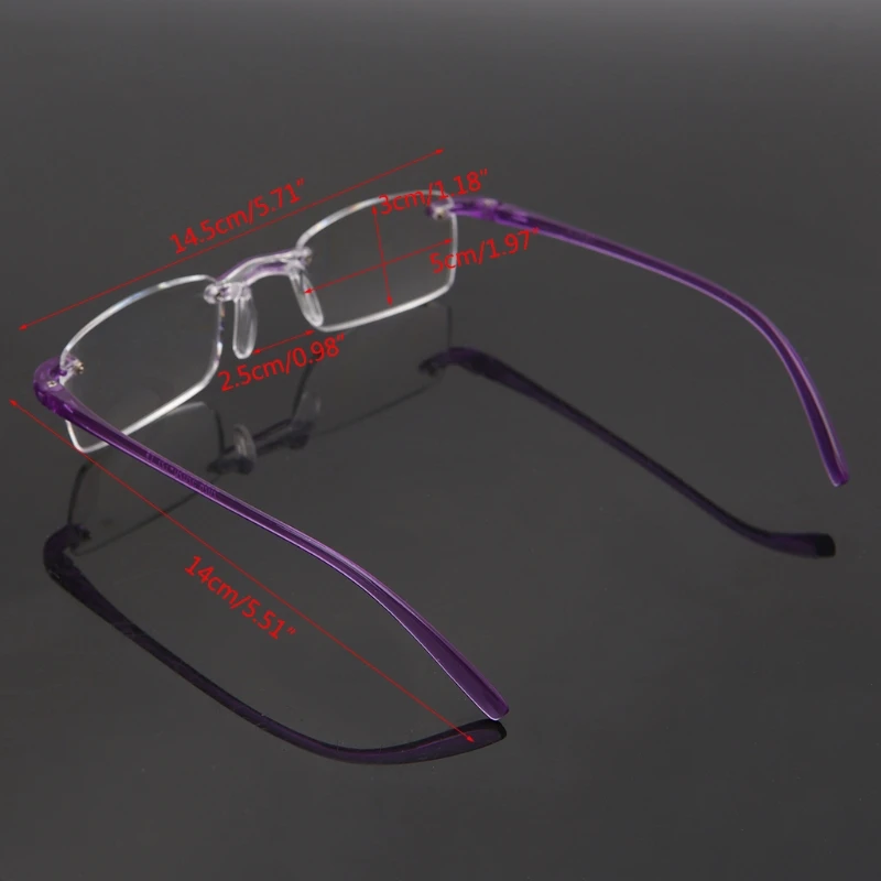 

Rimless Vision Glasses Magnifier Magnifying Eyewear Reading Glasses Portable Gift Parents Presbyopic Magnification +1.00 ~4.00