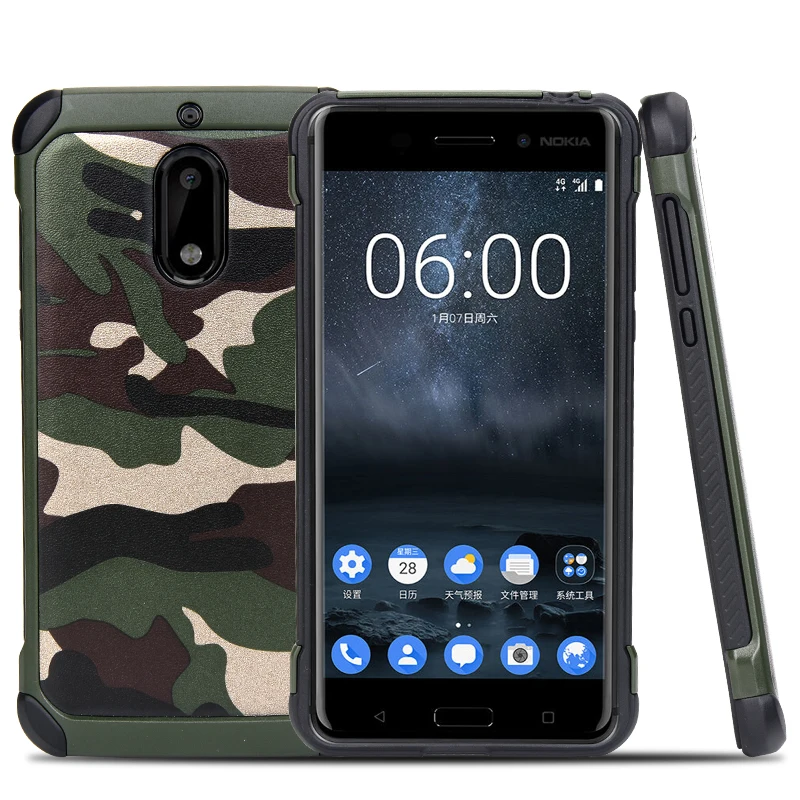 Чехол для Nokia 6 2017 камуфляж ПК + ТПУ 2 in1 антидетонационных Защитная крышка 5 задняя |
