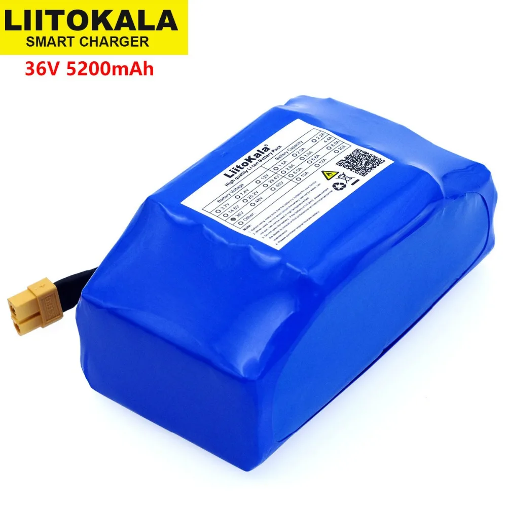 Liitokala-batería de litio para patinete eléctrico, 36V, 5,2ah, 5200mah, alto drenaje, autobalance, 2 ruedas