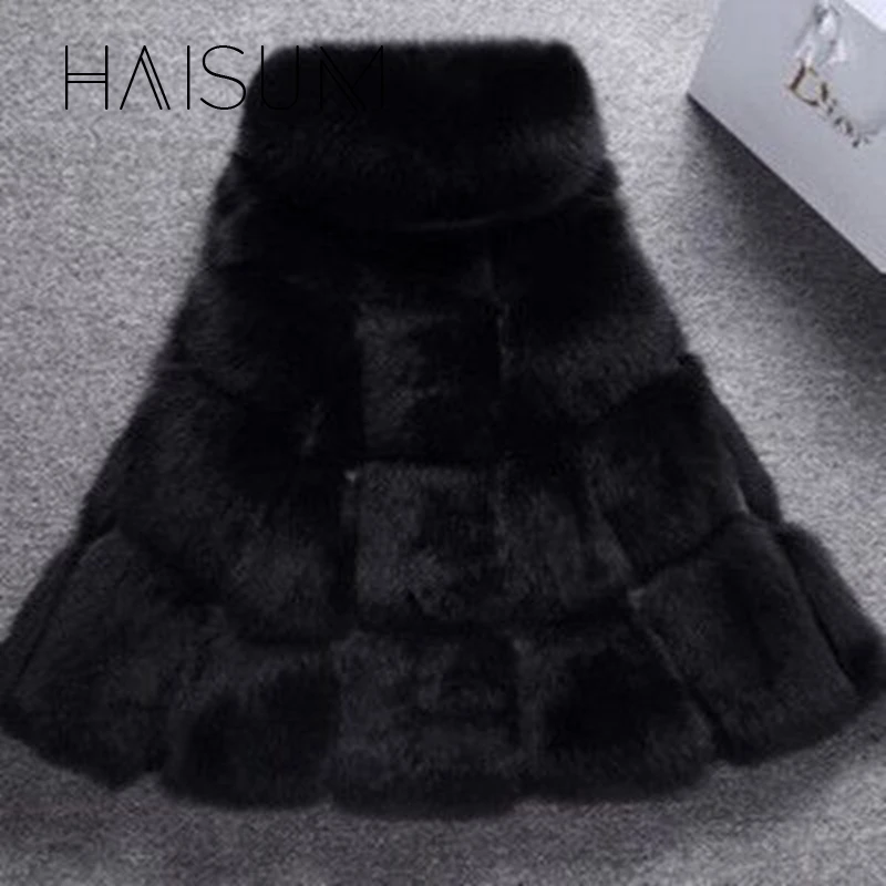 Женский жилет с капюшоном Haisum роскошный Теплый из искусственного лисьего меха