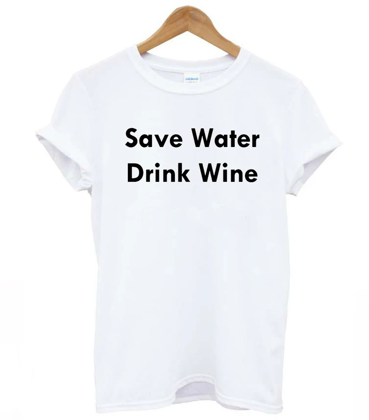 Женская хлопковая футболка с надписью save water drink wine | одежда