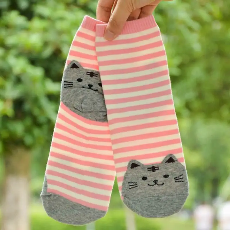 1 пара женские хлопковые носки в полоску|socks winter|womens cotton sockscat socks |