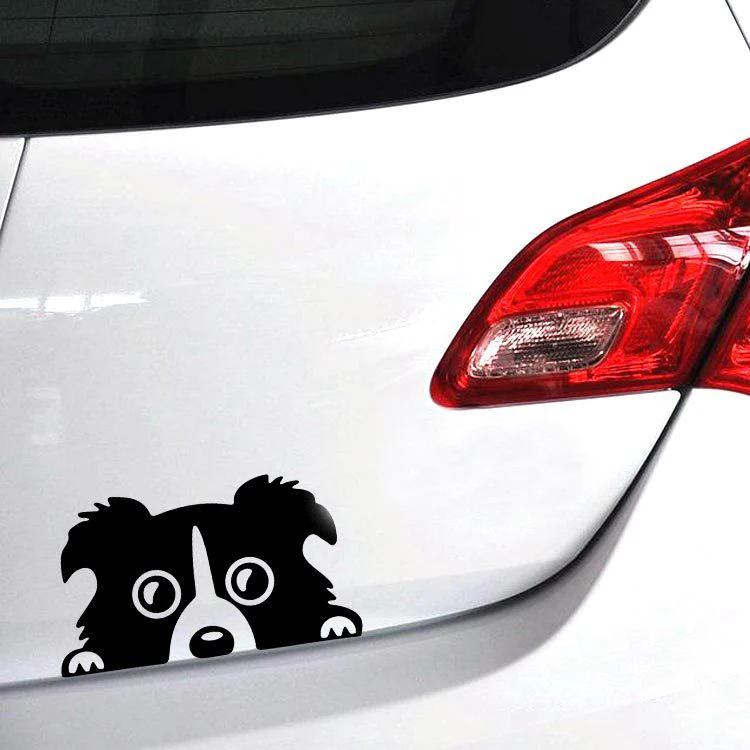 1 шт. 14*8 см 2019 Новый дизайн забавные наклейки для автомобиля Peeking Border Collie Dog