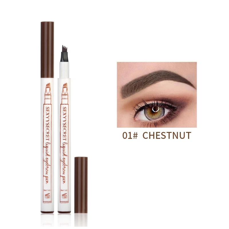 01 Chestnut Новинка, 3 цвета, жидкая ручка для бровей, водостойкая, вилка, кончик татуировки, супер прочный, микроблейдинг, для бровей, усилитель, ТИНТ, карандаш, защита от пятен - Цвет: 01 Chestnut