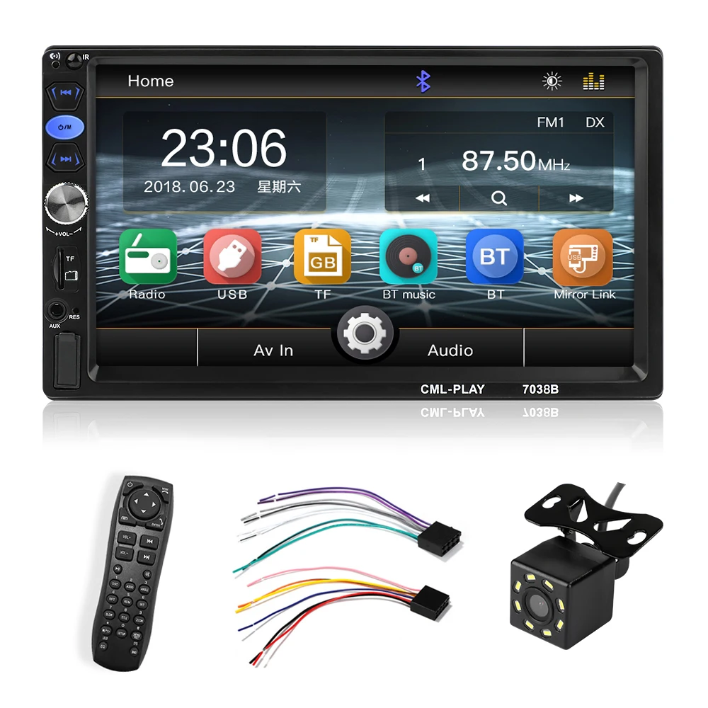 

Автомагнитола 2 Din с сенсорным экраном 7 дюймов, сабвуфером, mp5-плеером, Android 8,0, Bluetooth